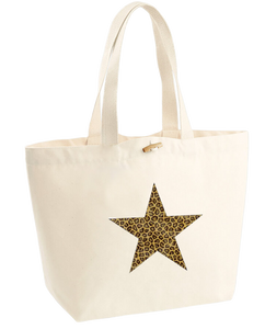 Leopard Print Star Design. Marina Bag