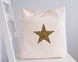 Star Print Design Natural Tote Bags