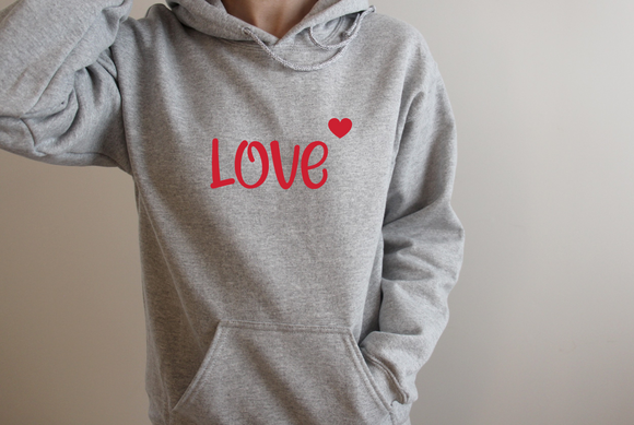 Grey and hot pink Love hoodie