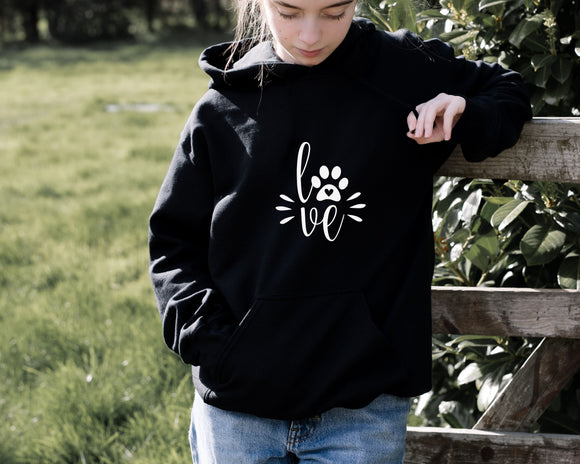 Love paw print black hoodie