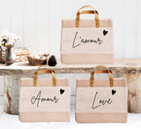 French & Spanish phrase Options Luxury Canvas Shopper Bags