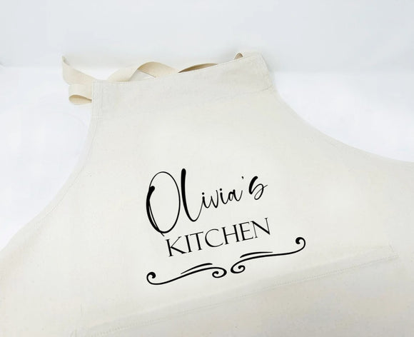 Personalised name 100% Cotton Natural Aprons