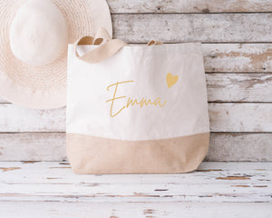 [Custom Name] Personalized Tote Bag - Bride with Hearts Design