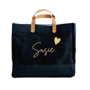 Black Jute Personalised Name Luxury Shopper Bag