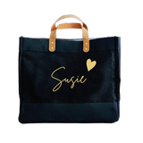 Black Jute Personalised Name Luxury Shopper Bag
