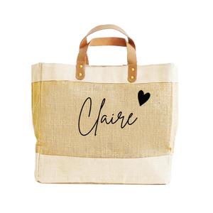 Natural Jute Personalised Name Luxury Shopper Bag