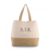 Personalised Monogram Natural Canvas contrast Jute Shopper