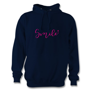 Navy and hot pink Smile hoodie