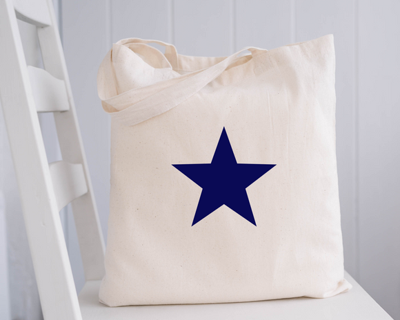 Star Print Design Natural Tote Bags