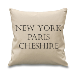 New York, Paris...Bespoke Natural Square Cushion