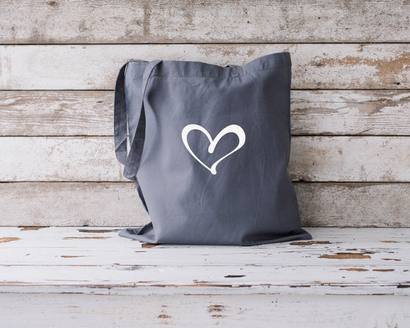 Graphite Grey Organic Heart Tote Bags