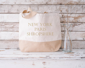 New York, Paris...bespoke Natural Beach Bag