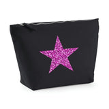 Star design black make up bag