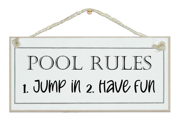 Pool Rules...Sign