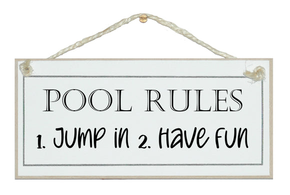 Pool Rules...Sign