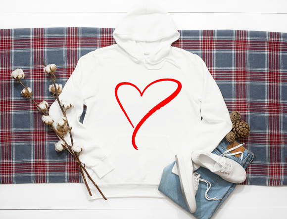Red drawn heart. Hoodie
