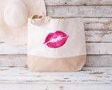 Sparkly Lips! Natural Beach Bag