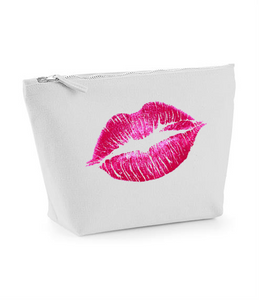 Lips design. Grey Make Up Bag