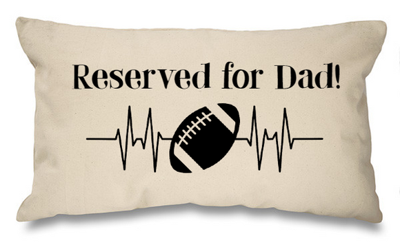 Reserved for Dad rugby ball. Natural Long Cushion