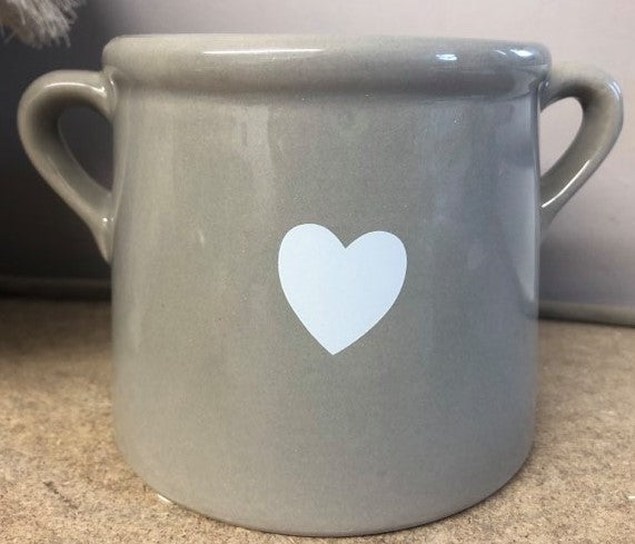 Seconds Rustic Ceramic Grey Heart Pot