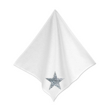Set of 6 x Glitter Star White Linen Napkins