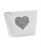 Heart design Grey make up bag