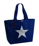 Silver Glitter Star Design. Marina Bag