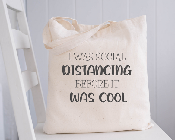 Social distance theme Natural Tote Bags