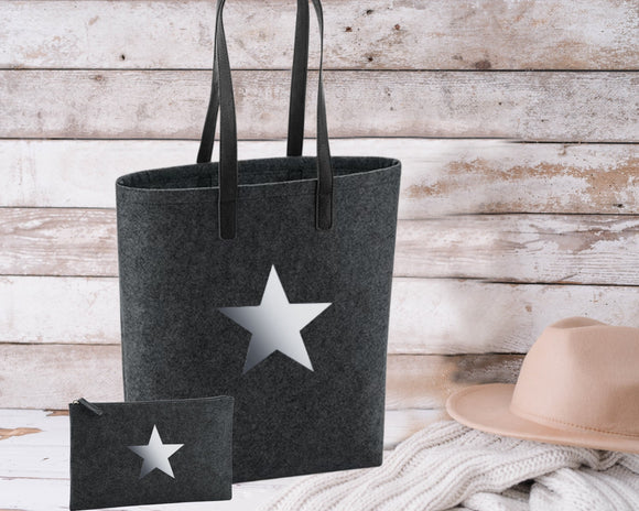 Star Premium Felt Shopper Bag and Pouch Set