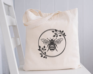 Vintage Bee Wreath Tote Bag