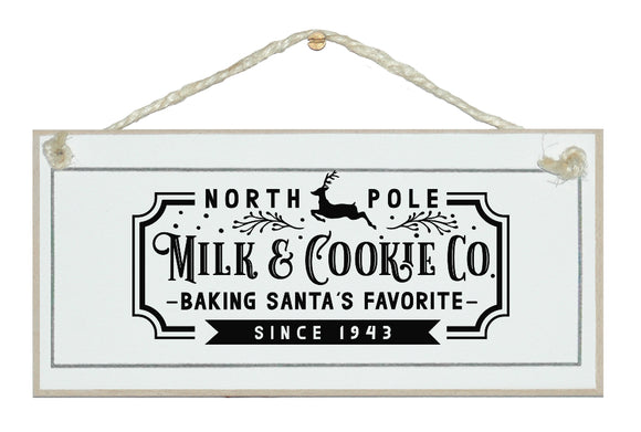 North Pole Milk & Cookies New Vintage Christmas sign