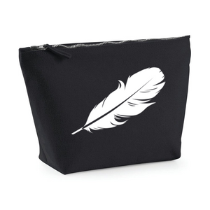 White feather. Make up bag