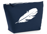 White feather. Make up bag