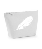 White feather. Make up bag