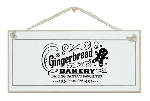 Gingerbread Bakery. Vintage Christmas sign