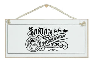 Santa's Workshop. Vintage Christmas sign