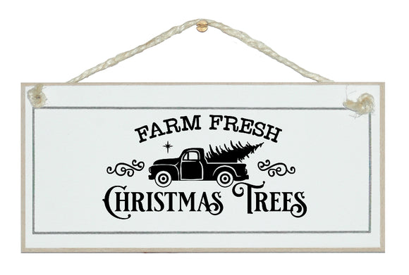 Farm Fresh Christmas Trees. Vintage Christmas sign