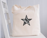 Star Print Design Natural Tote Bags